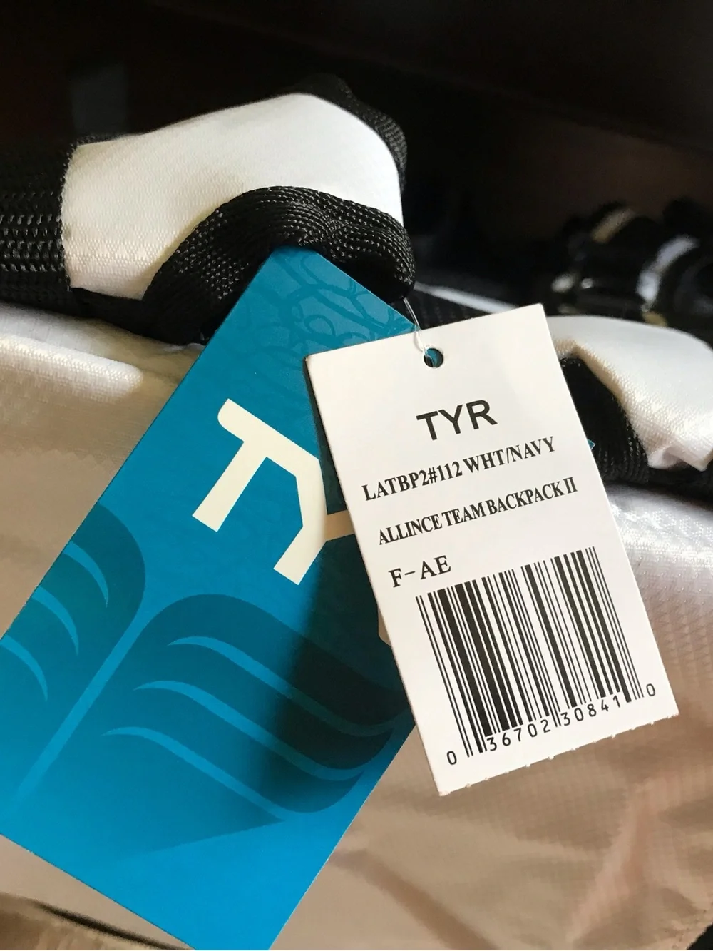 TYR White, Navy and Black Performance Backpack with Red Trim